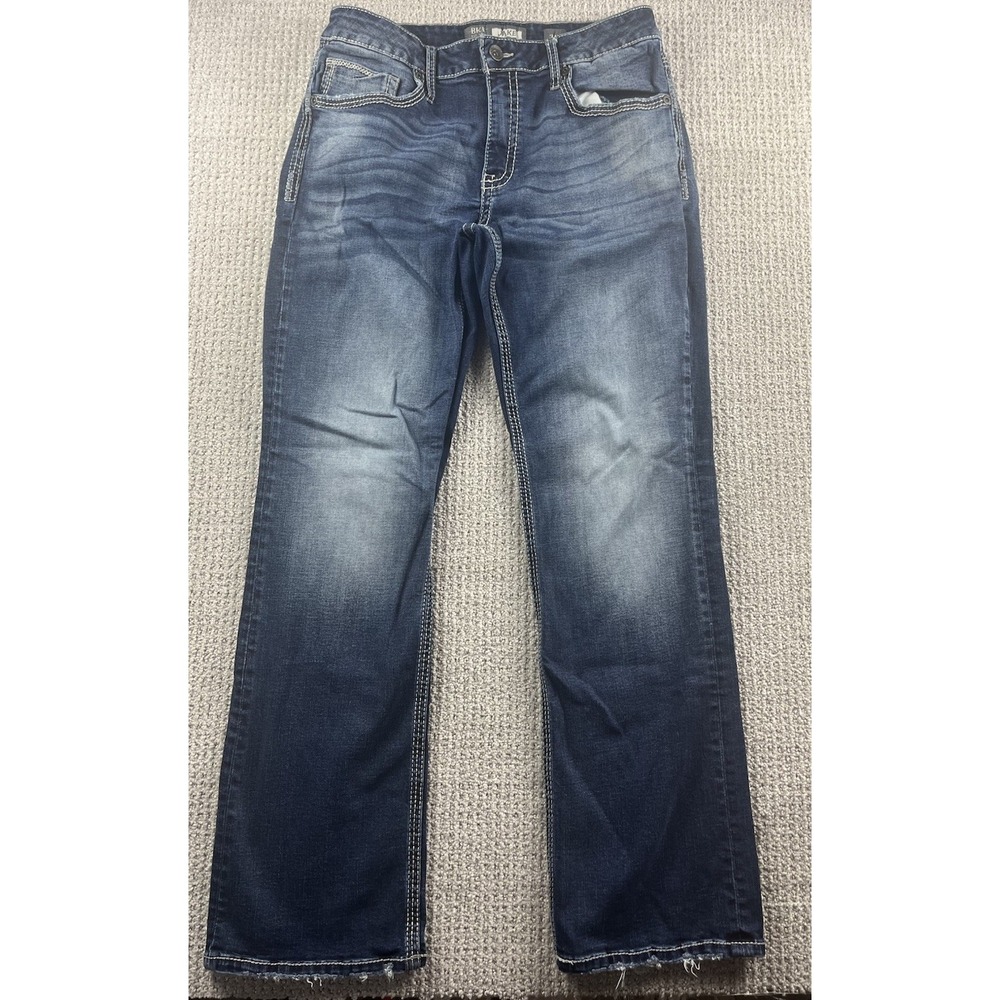 Buckle BKE Jeans Mens 34R Blue Bootcut Jake Denim Bootleg Casual Stretch (33x32)